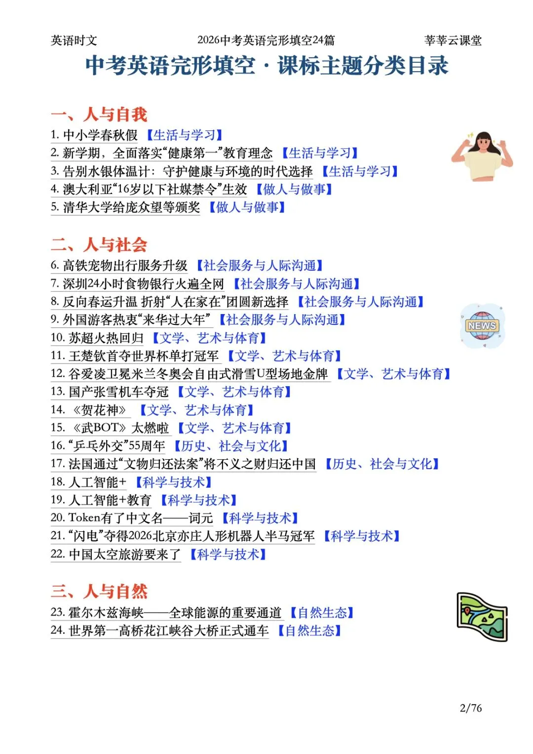 2026中考英语热点时文完形填空24篇|英语时文|完形填空|初中英语|英语|莘莘云课堂 第2张