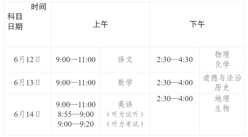 2026重庆中考时间公布 第2张