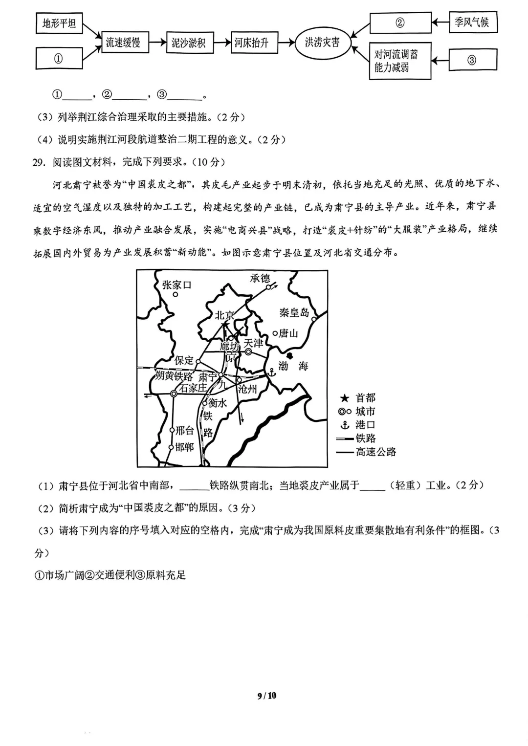 八年级地理模拟试卷 第9张