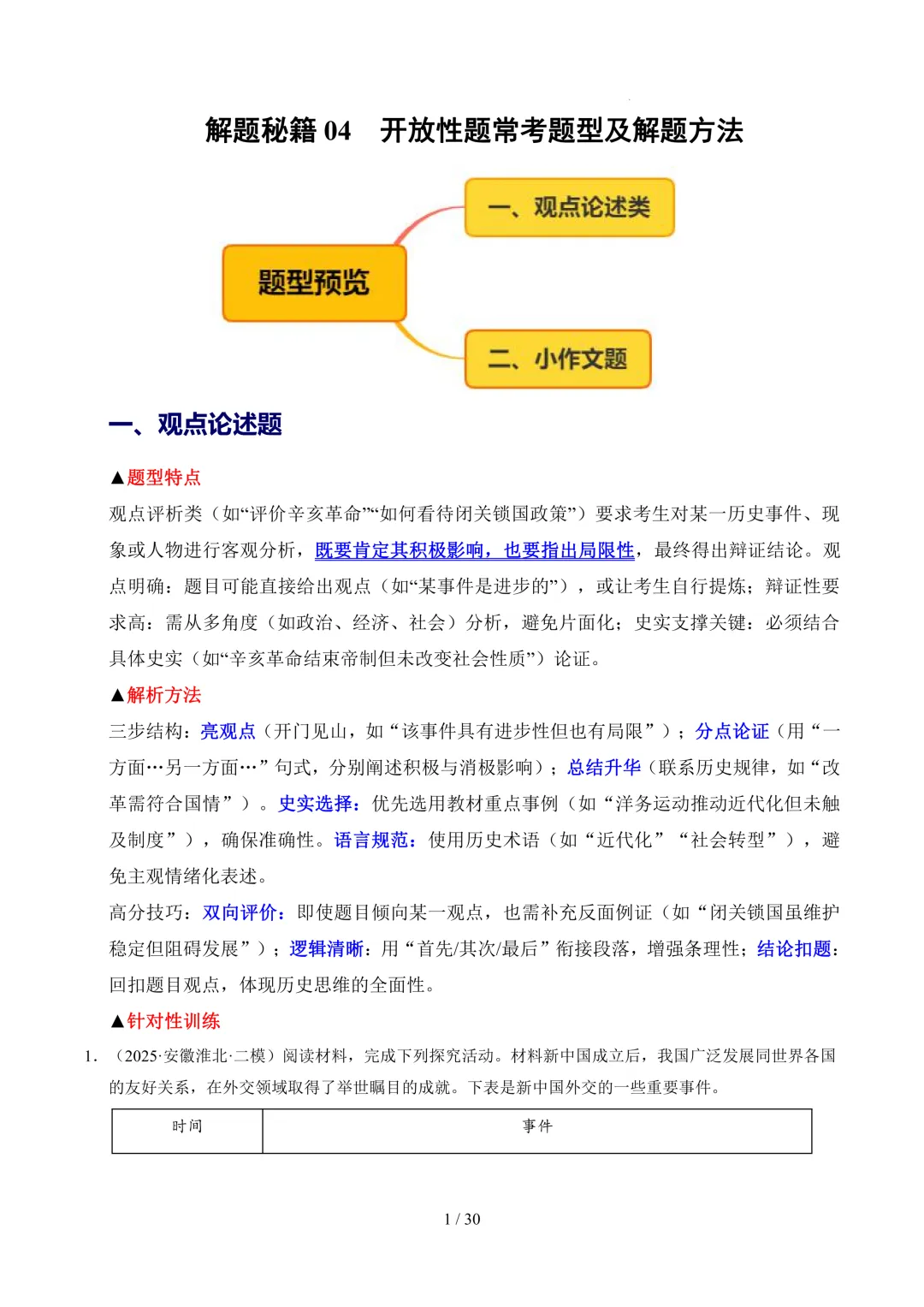 中考历史开放性常考题型及解题方法(解析版+空白版) 第2张