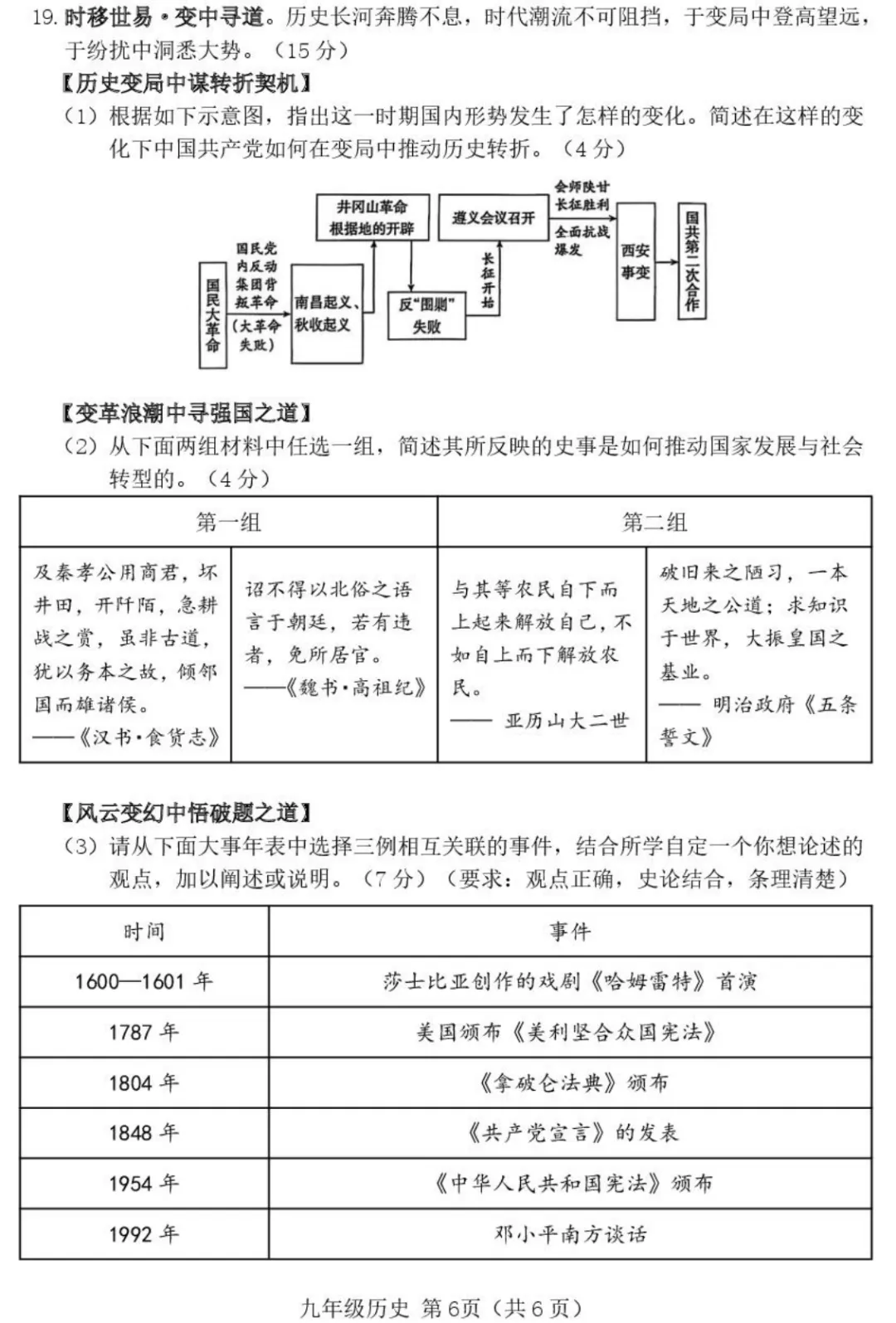 【历史】2026年介休市中考模拟试题-九年级历史 第7张