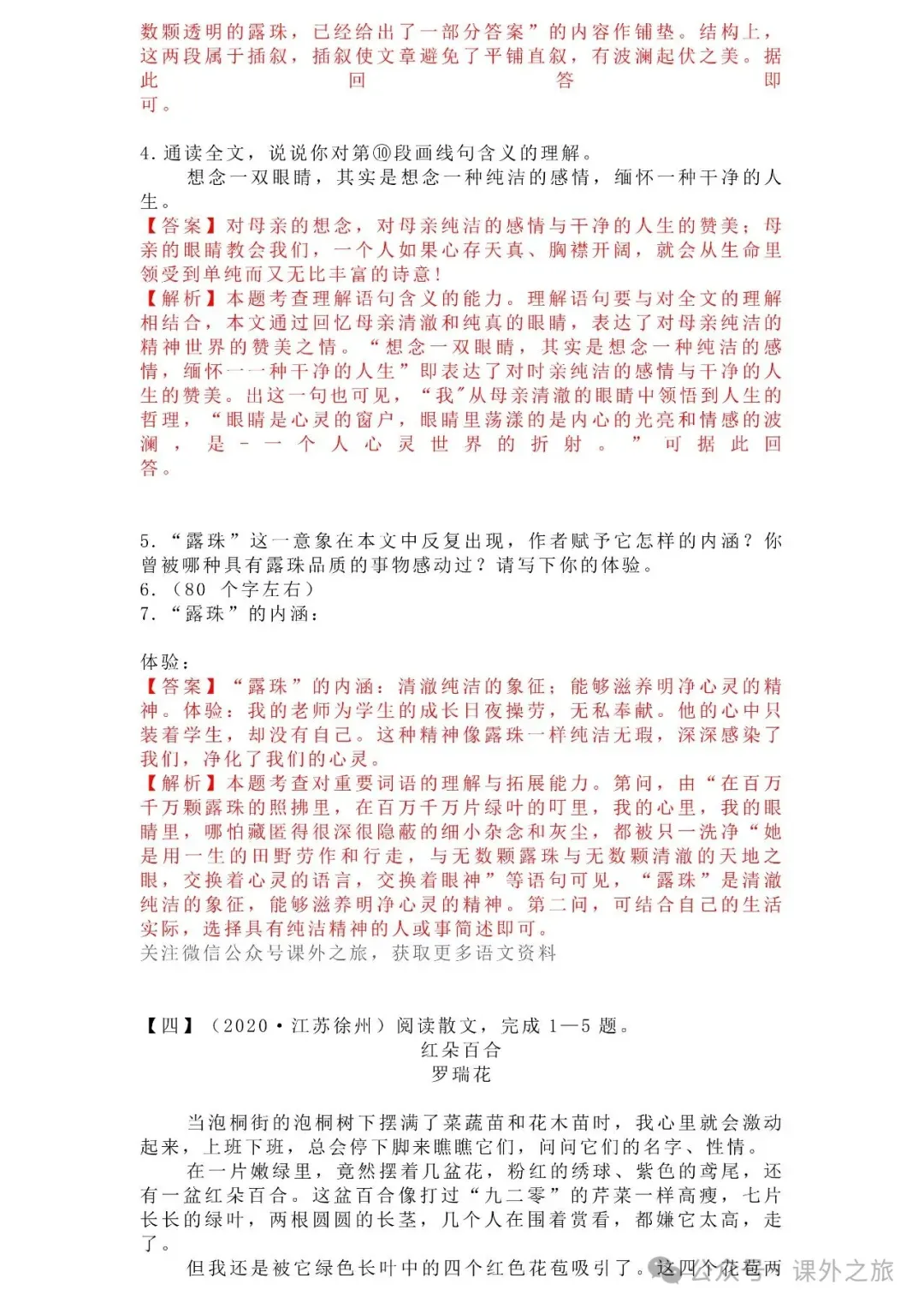 中考语文专项训练 专题21.叙事性散文阅读丨可下载 第89张