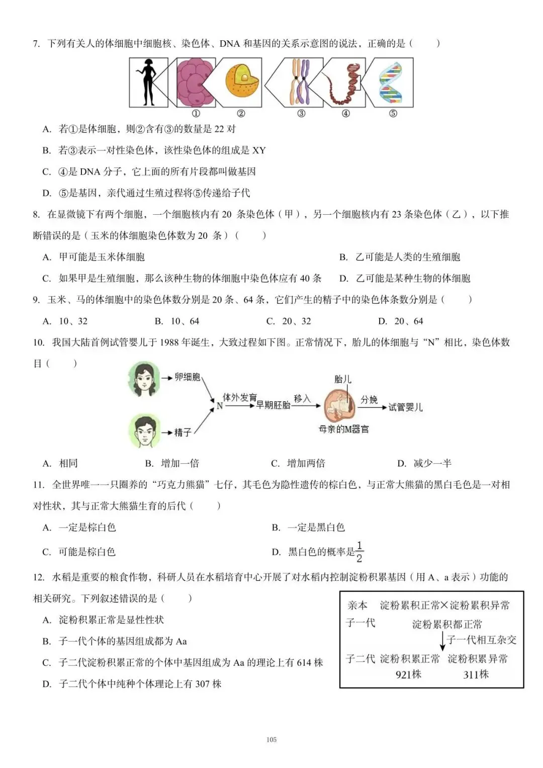26生物会考过关卷专题20|一套试卷搞定必考点:生物的遗传和变异!考试小心这几个易错点! 第3张