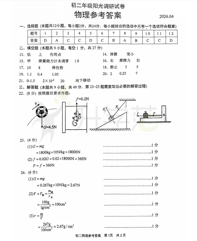 苏州期中丨初高中最新真题&答案更新! 第14张