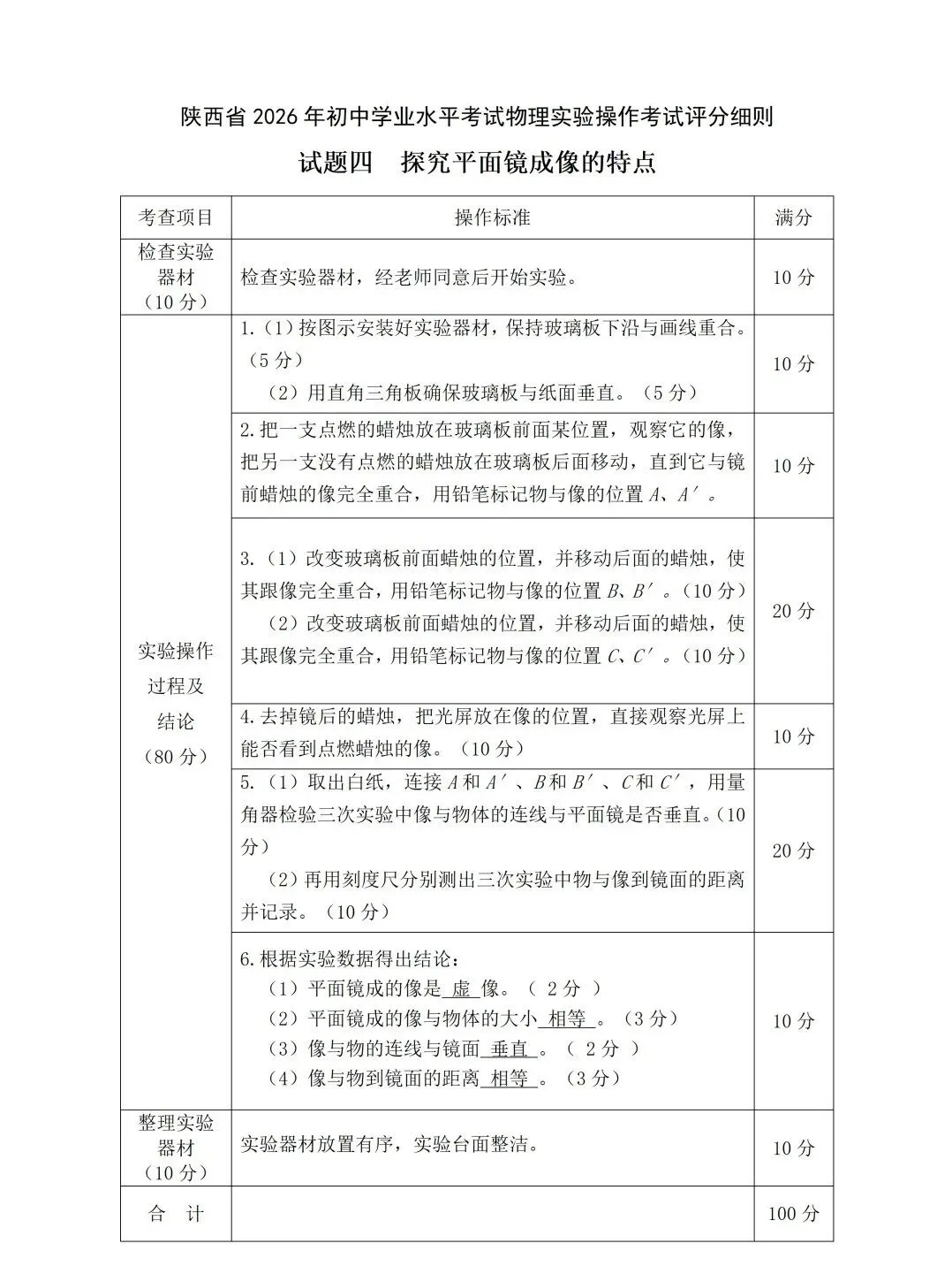 【中考】5月开考!2026西安中考理化生实验评分细则全整理,现在准备刚刚好! 第6张