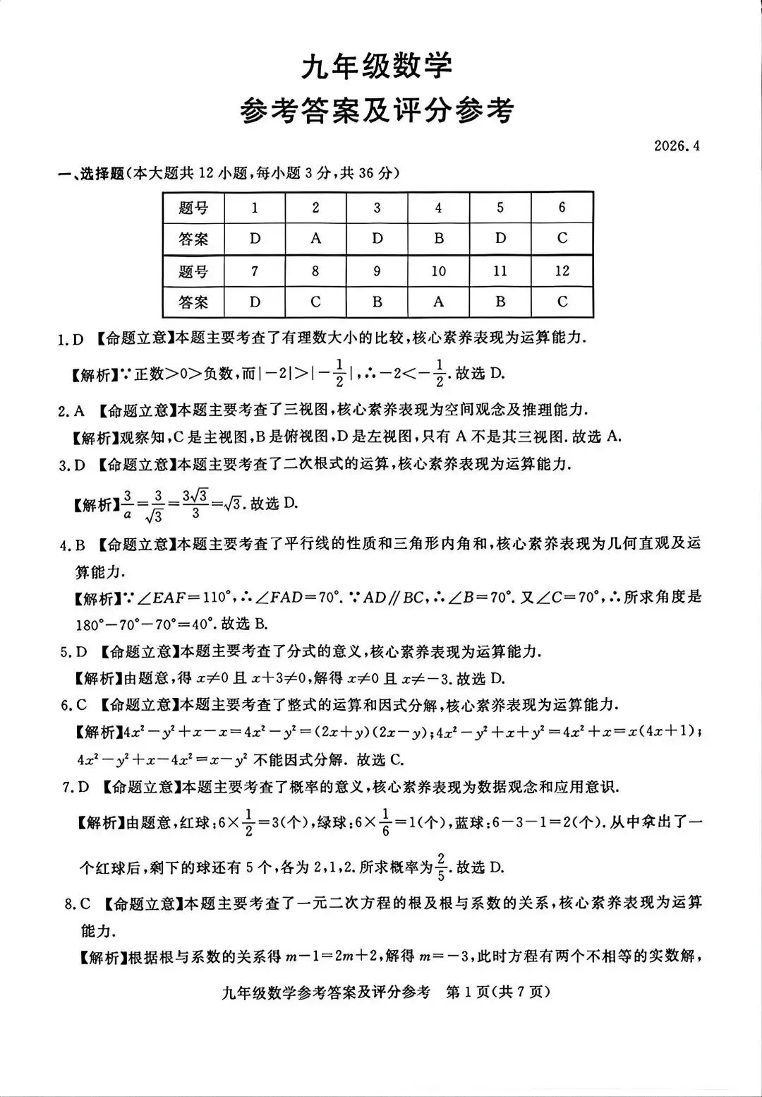 2026 年 4 月 张家口中考数学一模试卷及答案 第9张