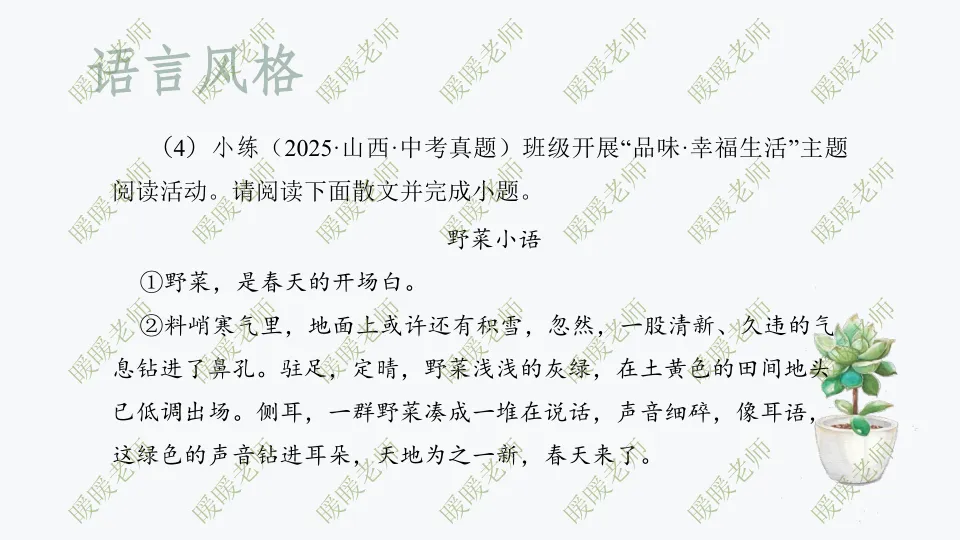 中考复习——记叙文题型与技巧-赏析类(语言风格) 课件42页 第11张