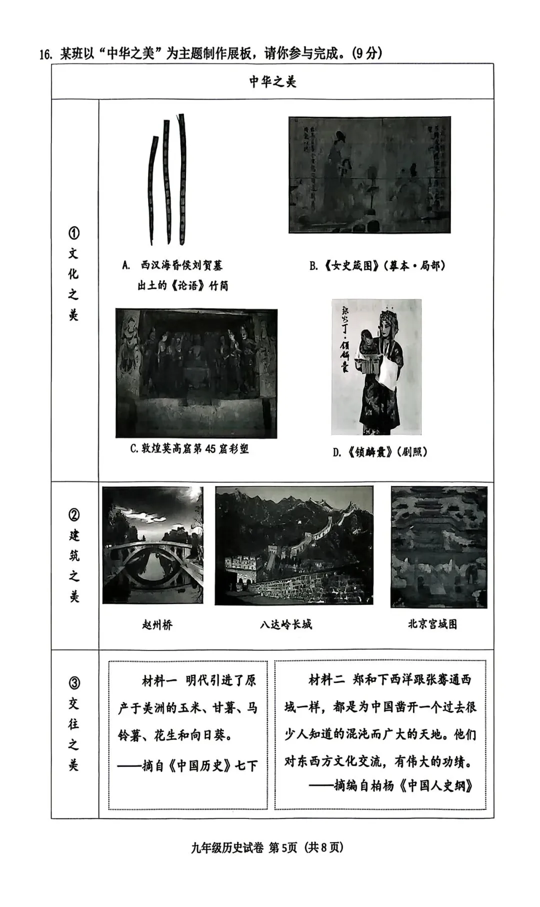 【一模试卷】2026年历史中考一模历史试卷-沈阳市皇姑区试卷+答案 第5张