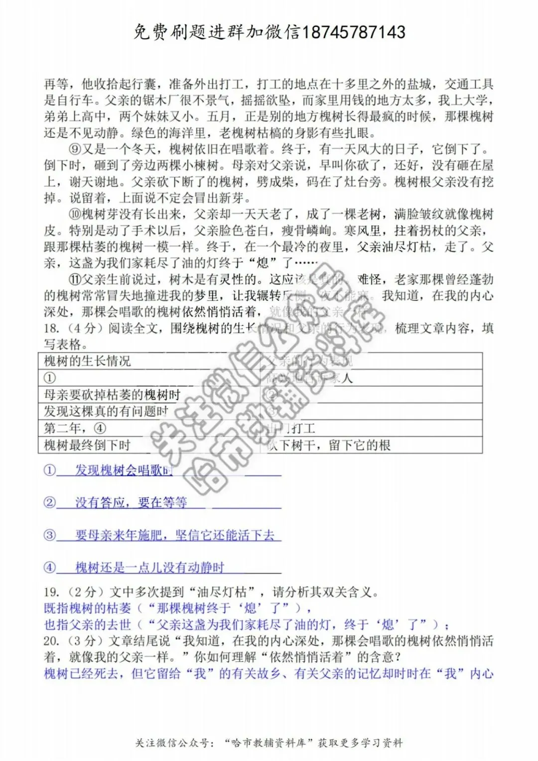 2026哈17中学七年级下语文期中试卷及答案 第14张