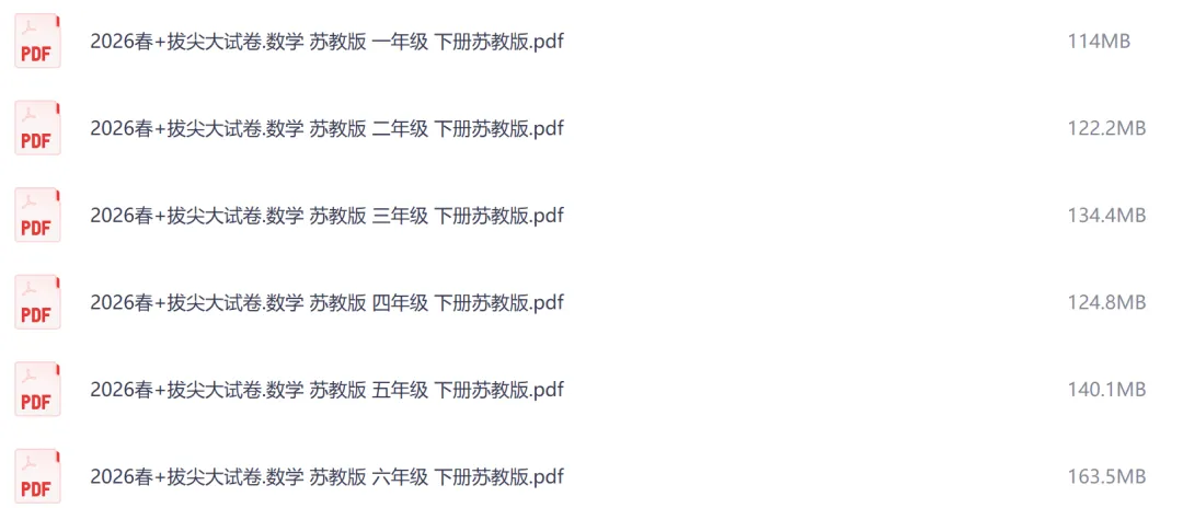 26春小学1-6年级数学拔尖大试卷苏教版,有完整资料 第3张