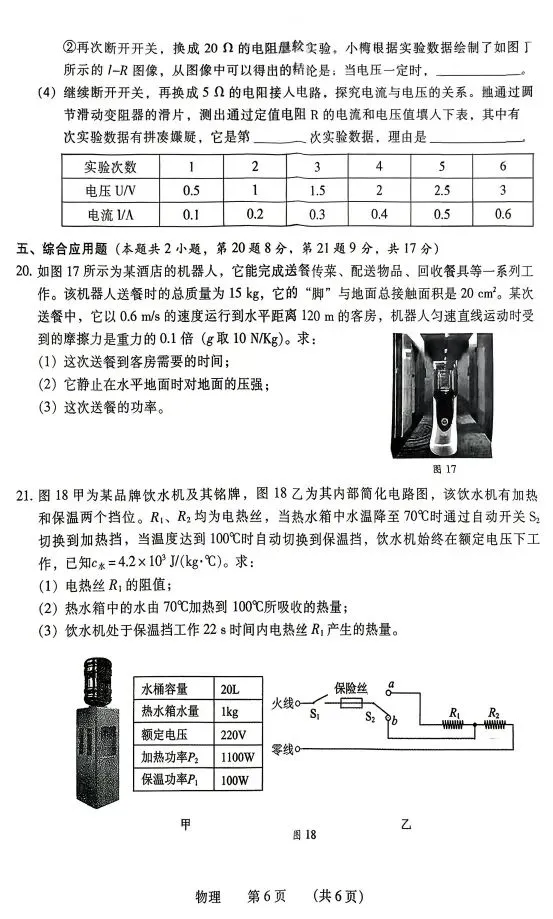 2026年中招第一次模拟考试试卷(物理) 第6张