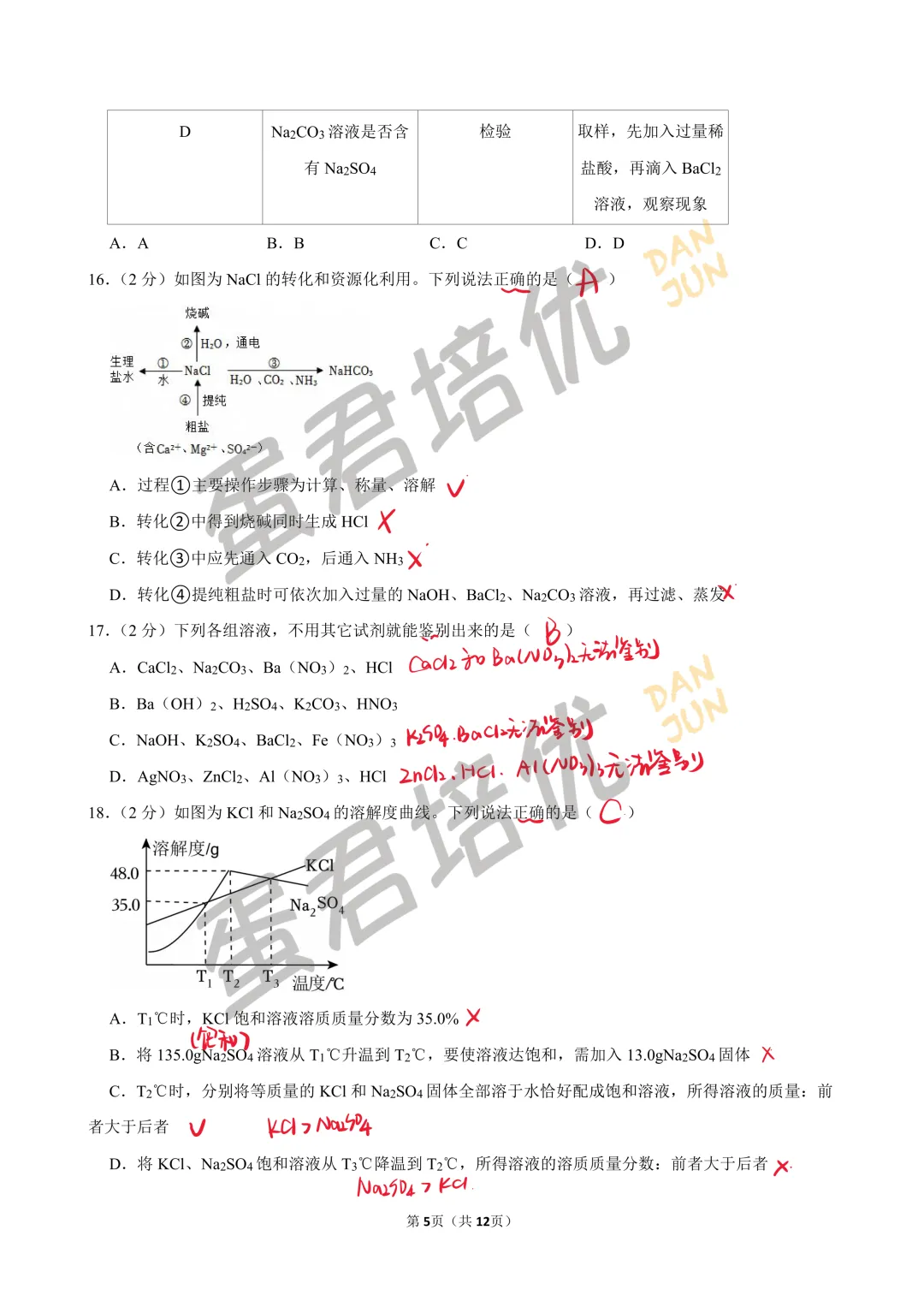 镇江 | 2024年镇江一模化学试卷解析 第5张