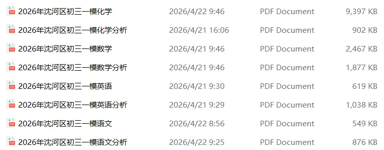 2026沈阳五区4月初三一模试卷+答案+独家解析免费下载! 第23张