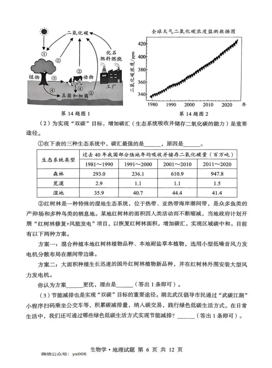 2025年 湖北省中考真题试卷及答案-地理+生物 第12张