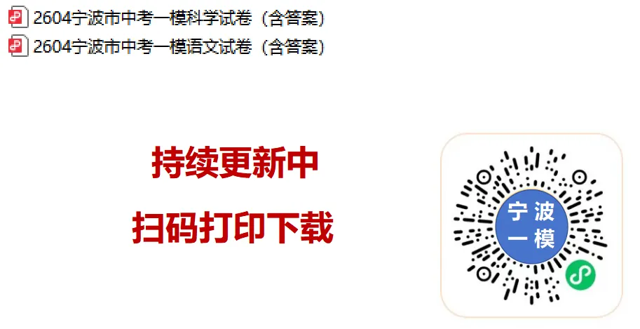 比中考难!2604宁波一模试卷+答案(语科) 第20张