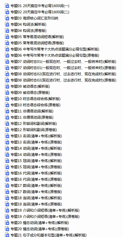 中考英语丨第一轮复习21大专题(习题+答案) 第2张