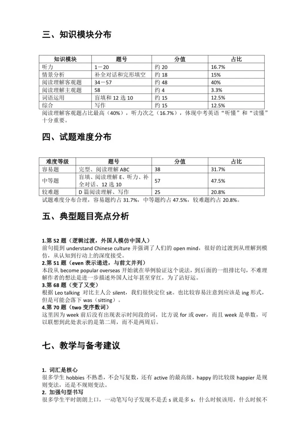 2026太原初三一模语数英试卷分析 第11张