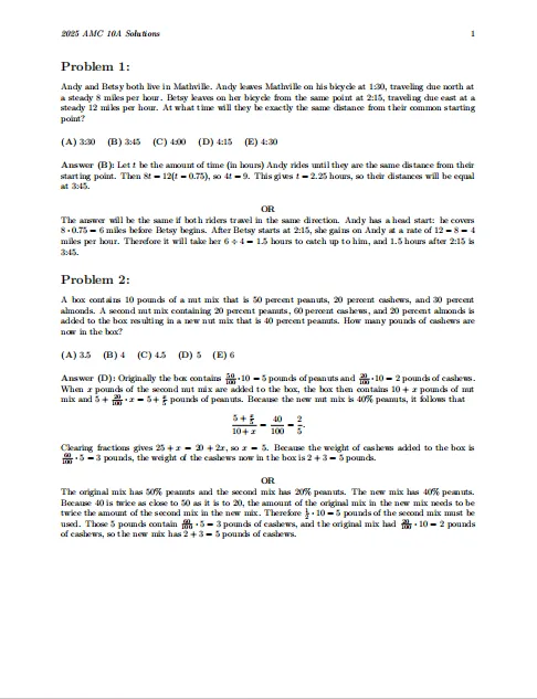 AMC10数学竞赛历年真题和解析(2015-2025年),免费领取! 第11张