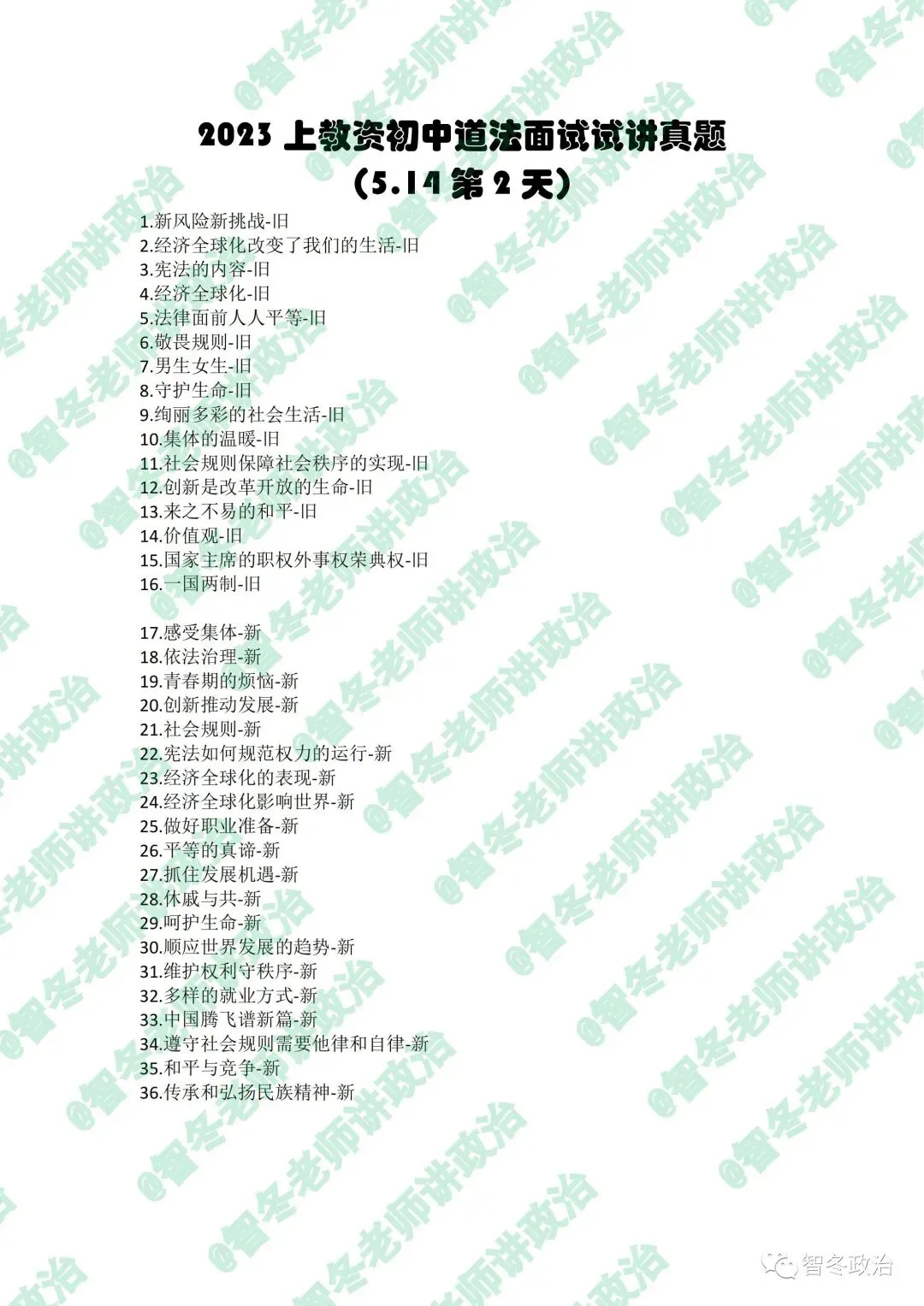 智面试|【来吧,真题】23上教资初中道法试讲真题汇总!抓紧找趋势!值得收藏! 第4张