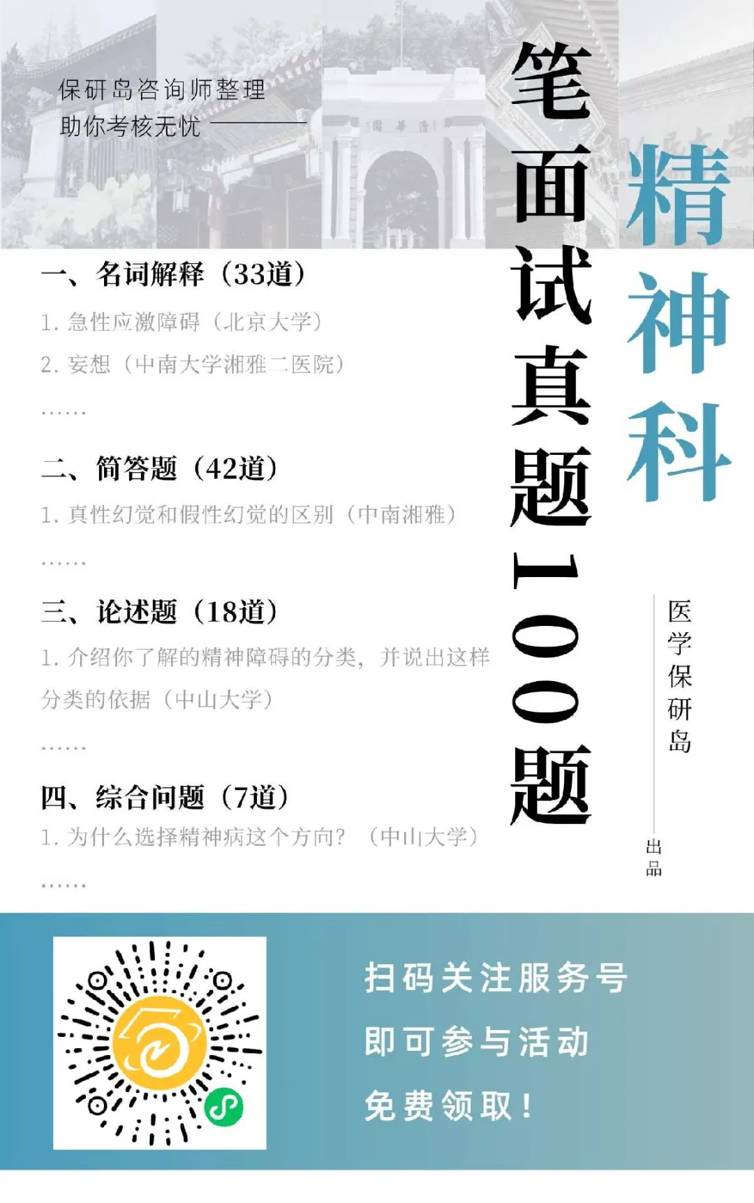 助力保研复习!精神科笔面试真题100题已上线! 第2张