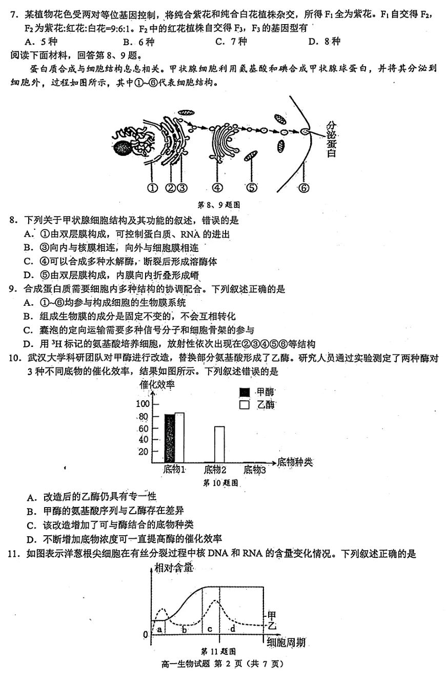 2026年4月北斗联盟高一期中考试生物试卷、答案 第2张