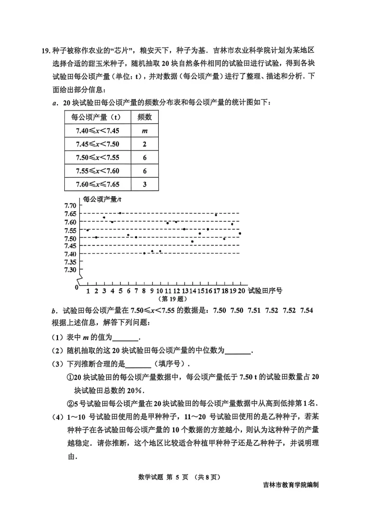 2026.4吉林市一模试卷及压轴题解析 第6张
