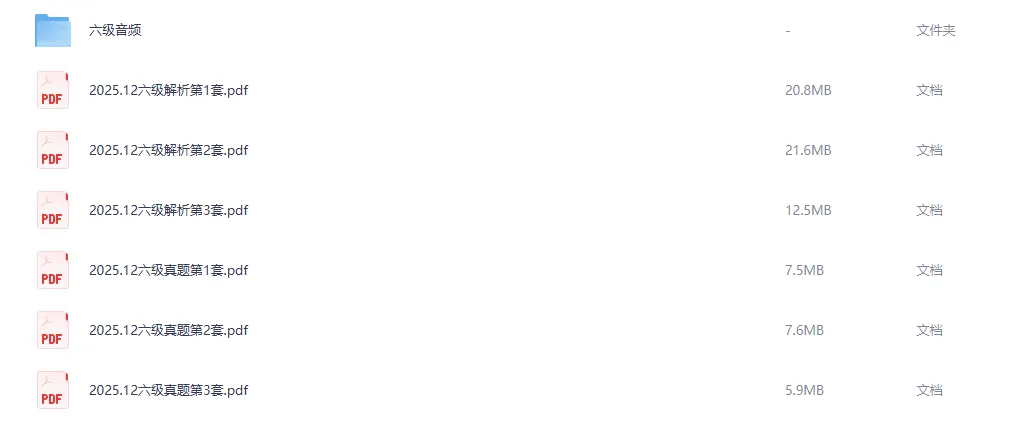 2025年12月六级真题+答案解析+听力(三套全) 第1张