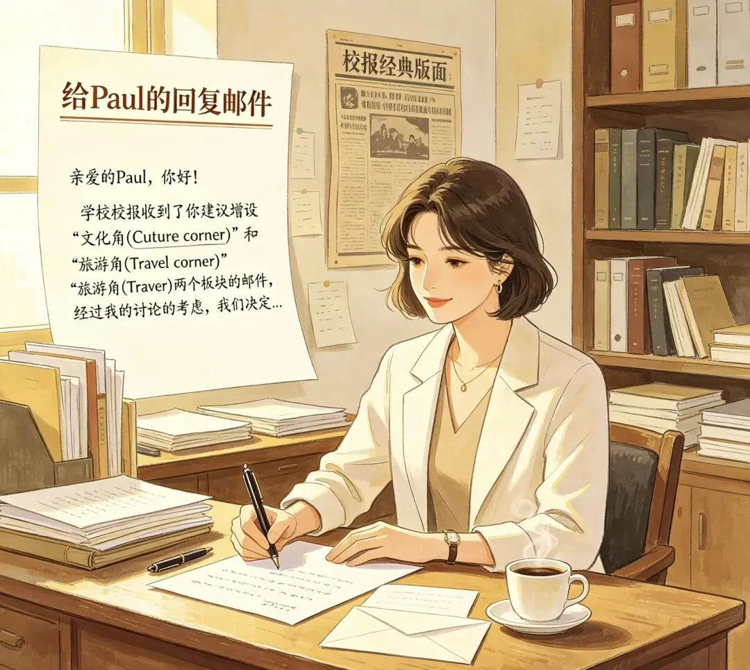 中考英语写作训练: 关于在校报上增设文化角和旅游角的回复. 第2张