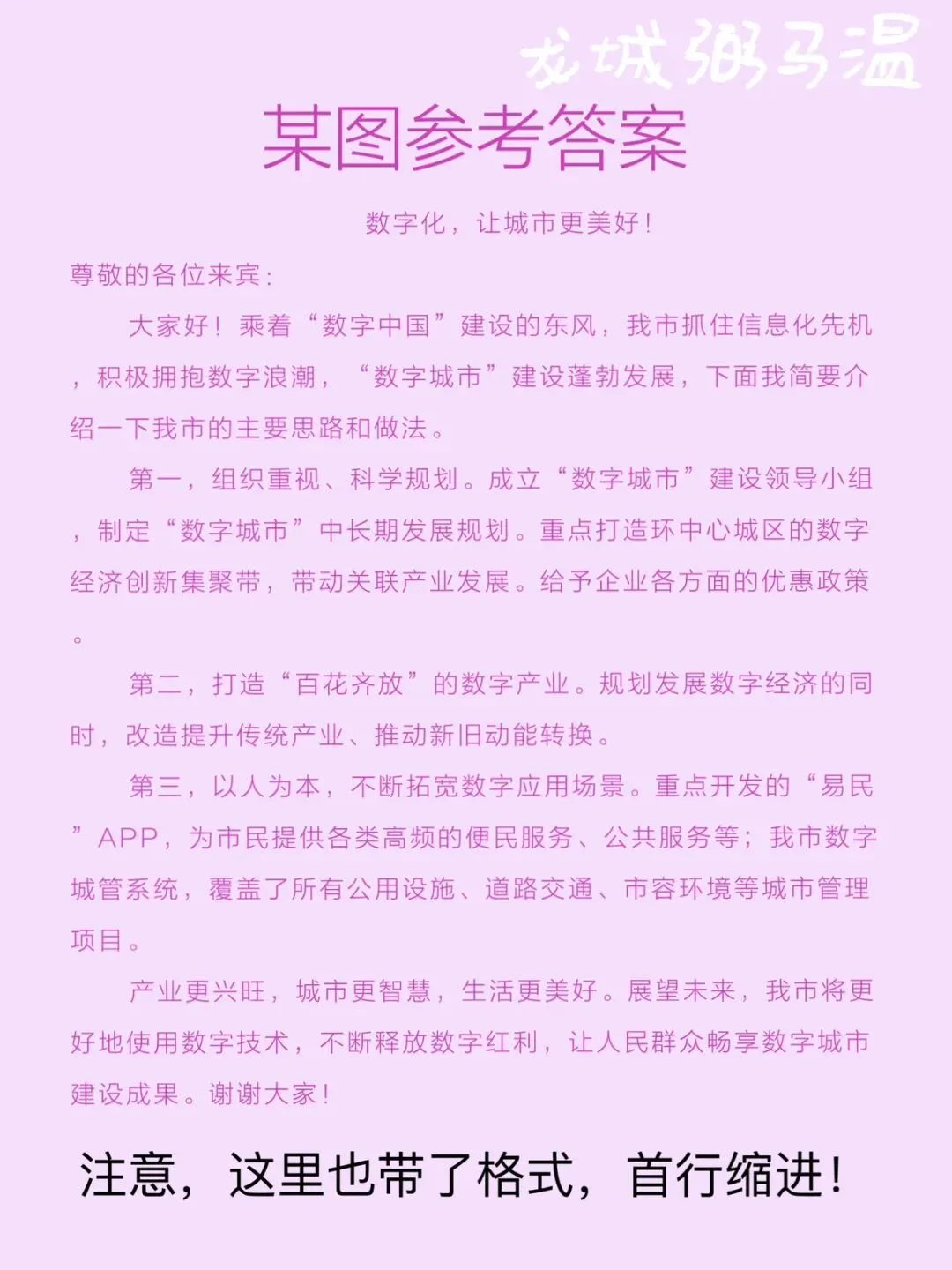 申论真题实操训练 公文题 系列(3)省里召开“数字城市”建设座谈会,假设汪副市长参加此次会议,为汪副市长拟写一份发言提纲. 第4张