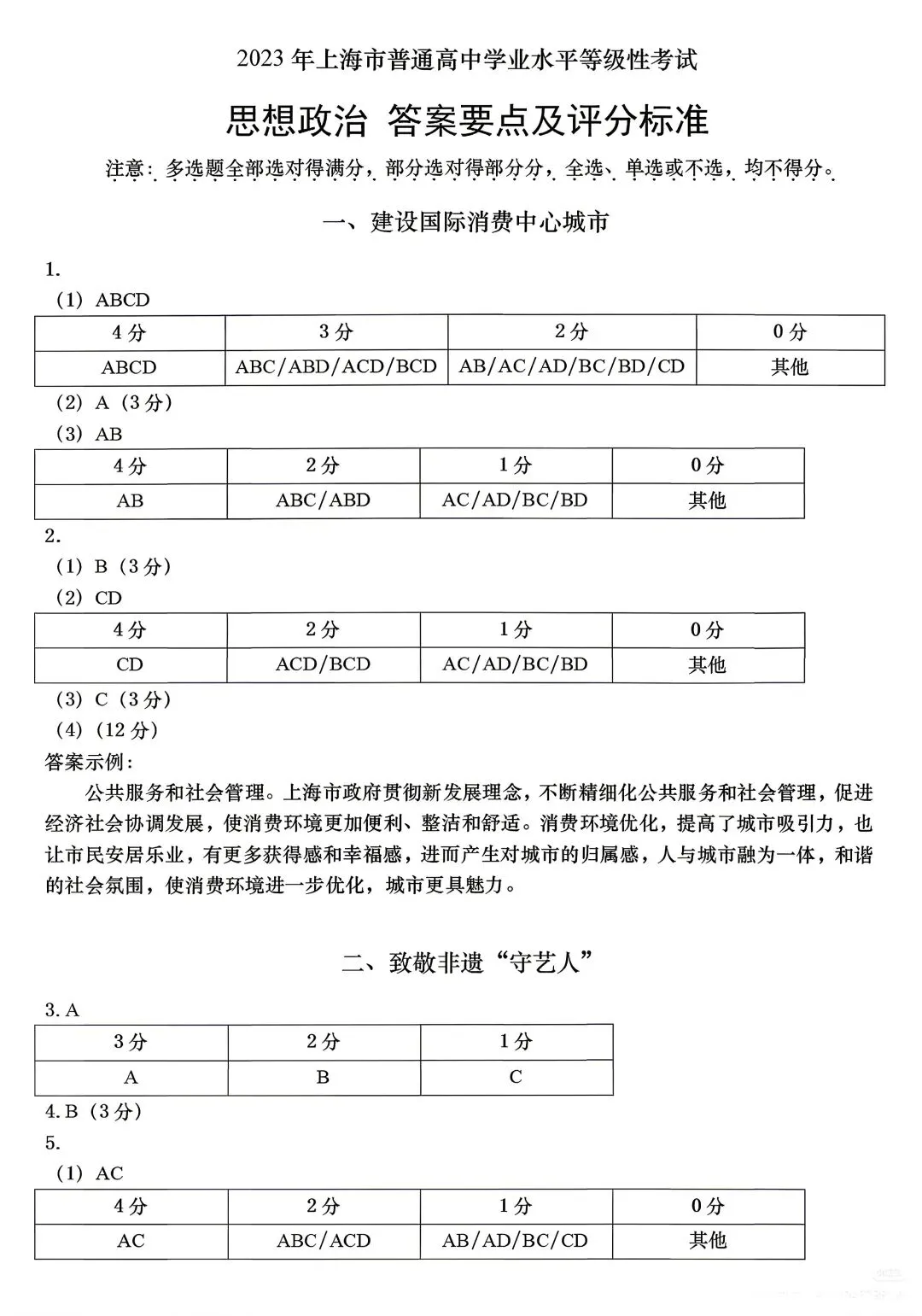 速存!2023上海政治等级考真题(回忆版) 第5张