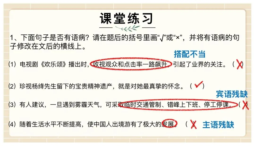 中考病句修改与辨析复习这样讲太赞了! 第46张