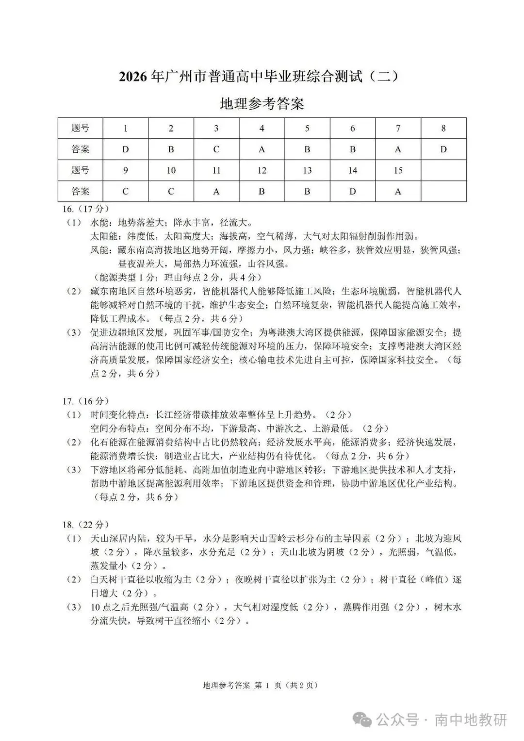 2026年广州市地理二模试卷答案与解析 第23张