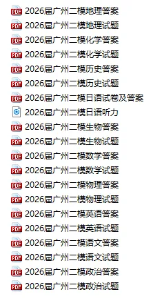 2026年高三广州二模试卷和答案(全科),来啦! 第5张