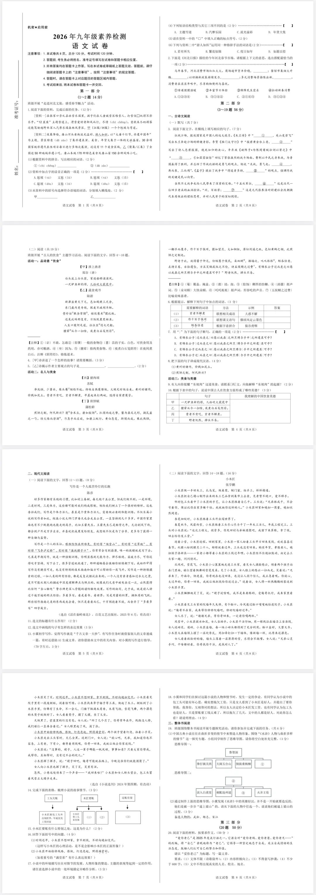 【免费分享】2026年中考模拟考试-语文试卷-电子版PDF可打印 第2张