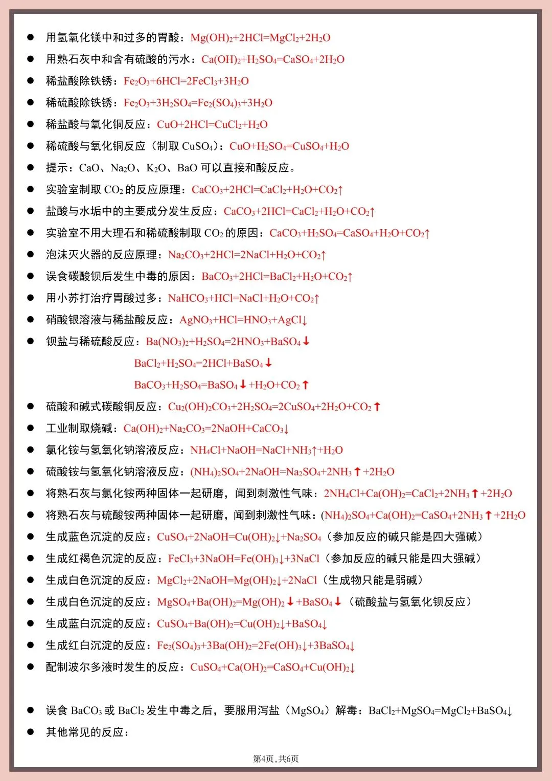 2026年新版【中考化学】常考重点化学方程式总结(背诵版)电子版可打印 第7张