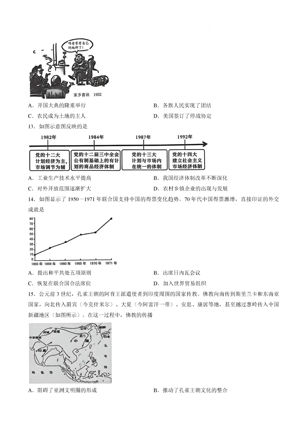 一模真题-2026年临沂市沂水县初三中考历史一模试卷+答案(可下载) 第7张