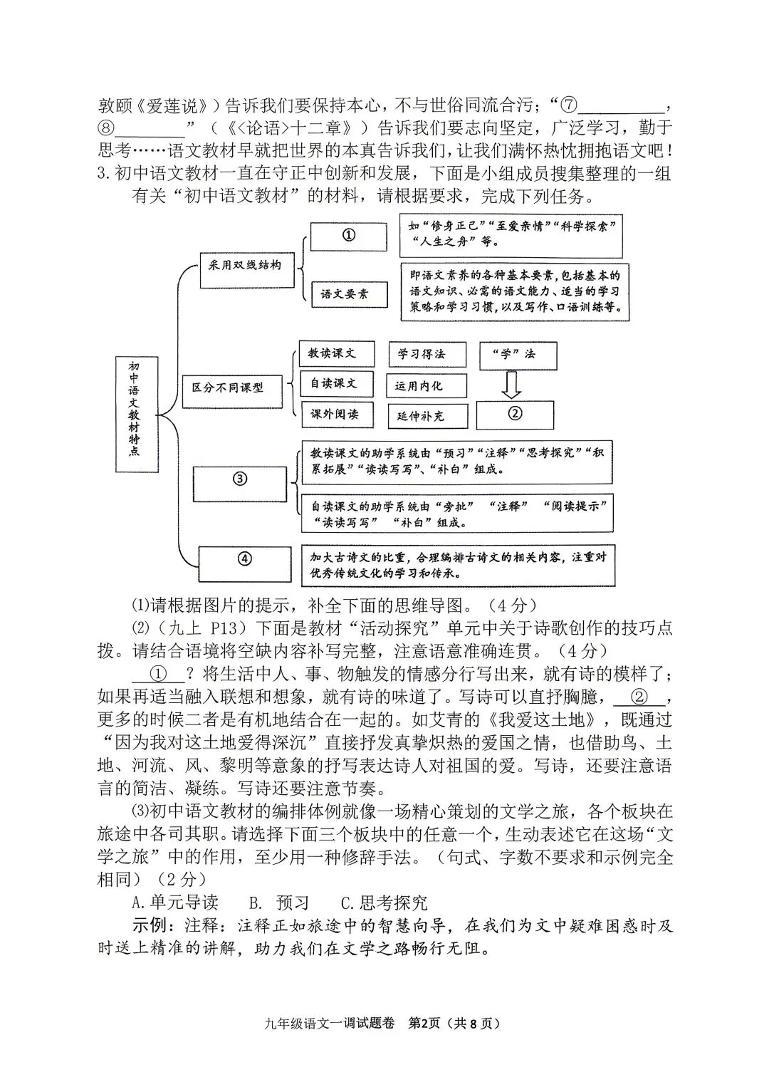 2026年春期九年级全科第一次模拟考试真题及参考答案(高清版) 第2张