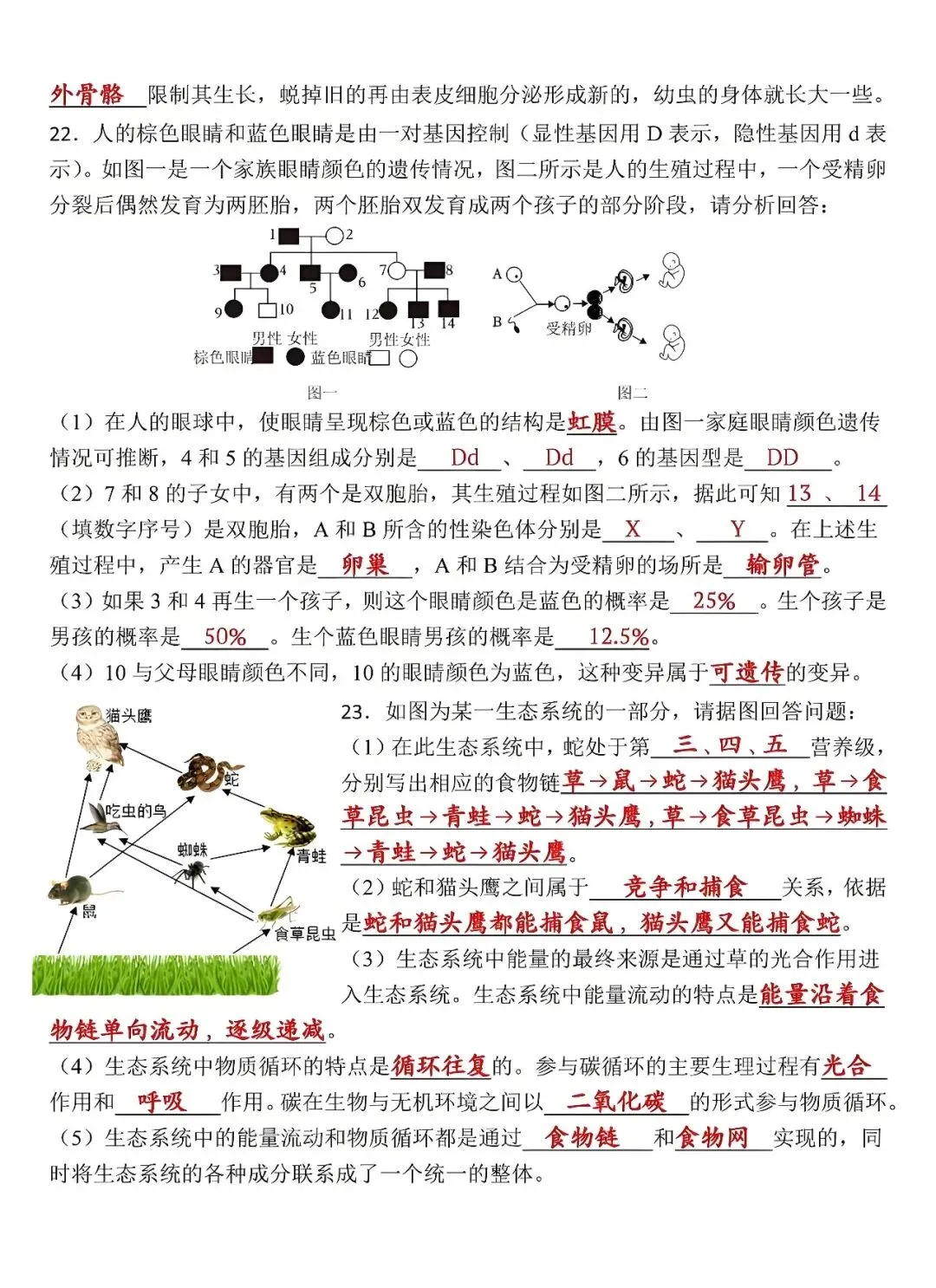 八年级下册生物:会考真题测试卷,孩子掌握了,考试才能满分过关! 第5张