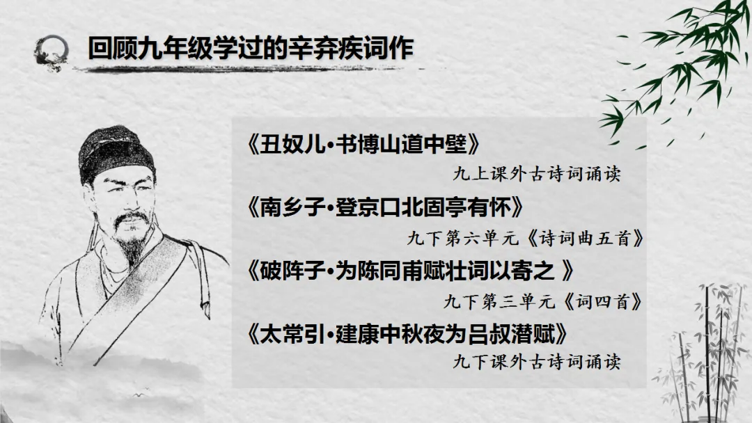 中考语文复习:辛弃疾词四首整合 ppt 第4张