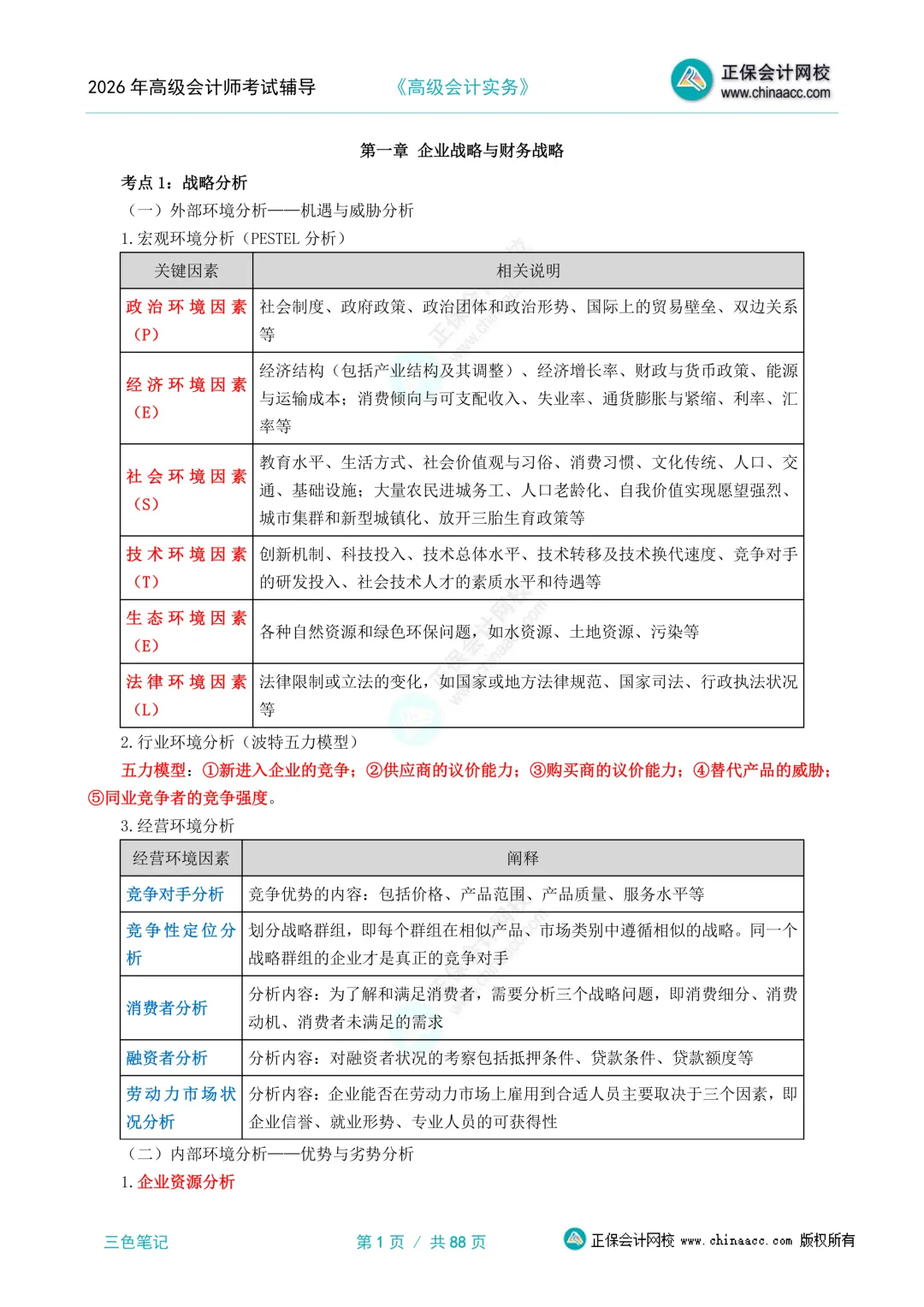 2026年高级会计职称考试资料:考前模拟试卷3套、考前三页纸、三色笔记、思维导图、公式大全、教材页码对照表、各章节重要性、命题方向等 第3张
