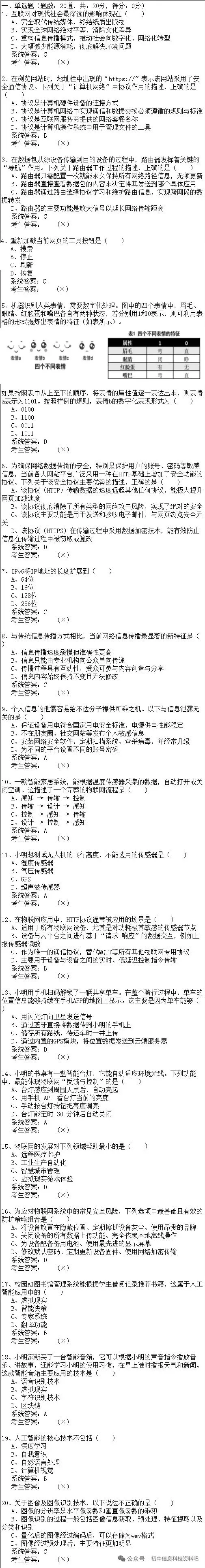 2026年陕西省初中信息科技学业考试题库模拟真题(八) 第2张