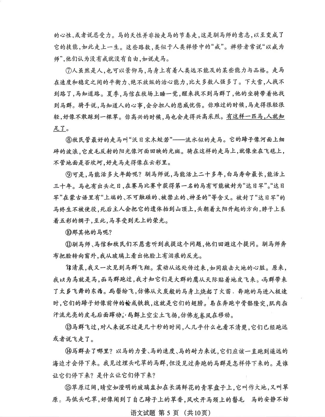 2026年呼市高三二模语文试卷及答案 第5张