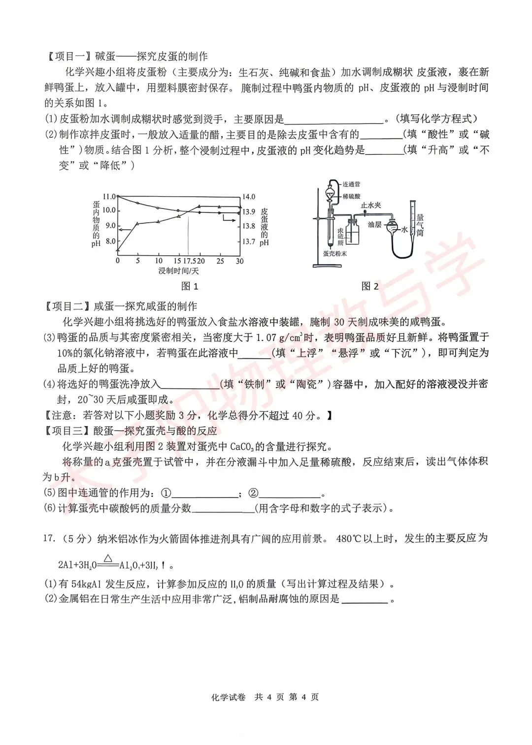 2026年淮南寿县一模数理化试卷及答案 第16张
