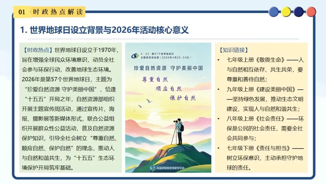 【新】中考道法时政 聚焦第57个地球日 第4张