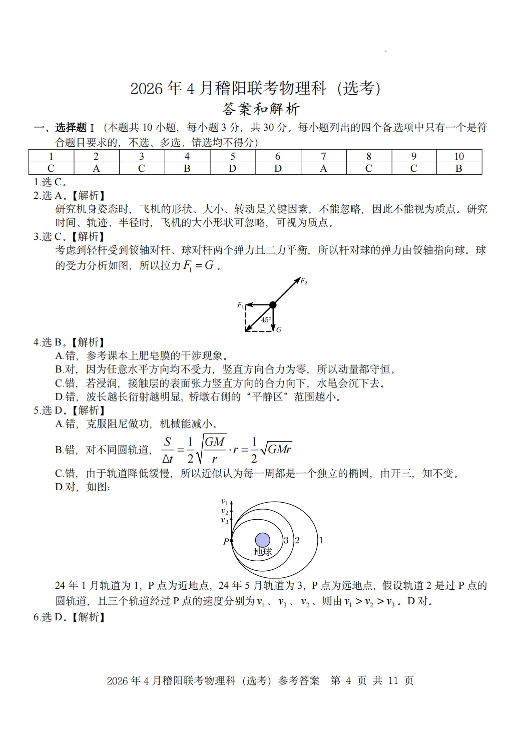 新卷速递:2604稽阳联谊物理试卷+答案 第11张