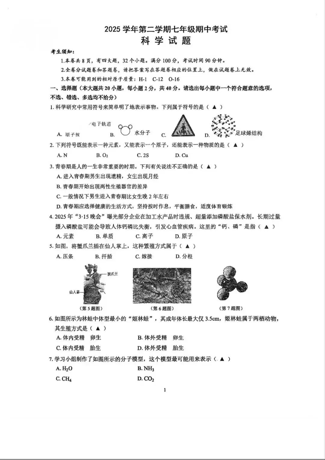 2025学年第二学期七年级期中测试试卷分享来啦!超全解析 第45张