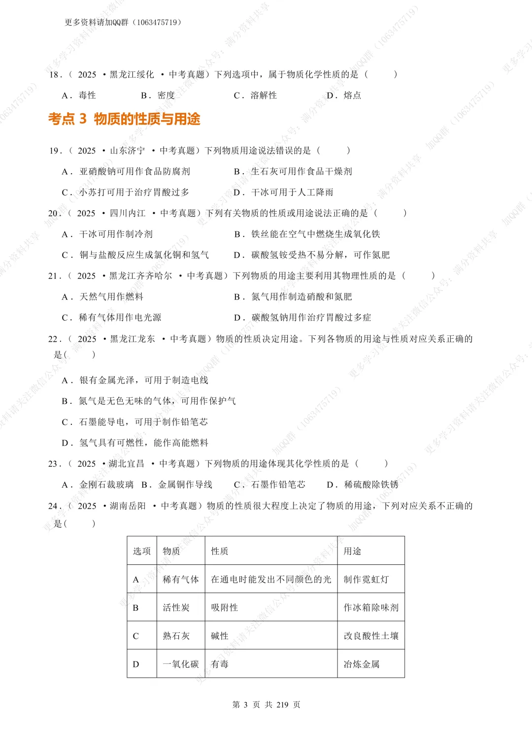 【初中化学】2026年中考化学真题分项汇编(全国通用)(原卷版)(pdf分享) 第5张