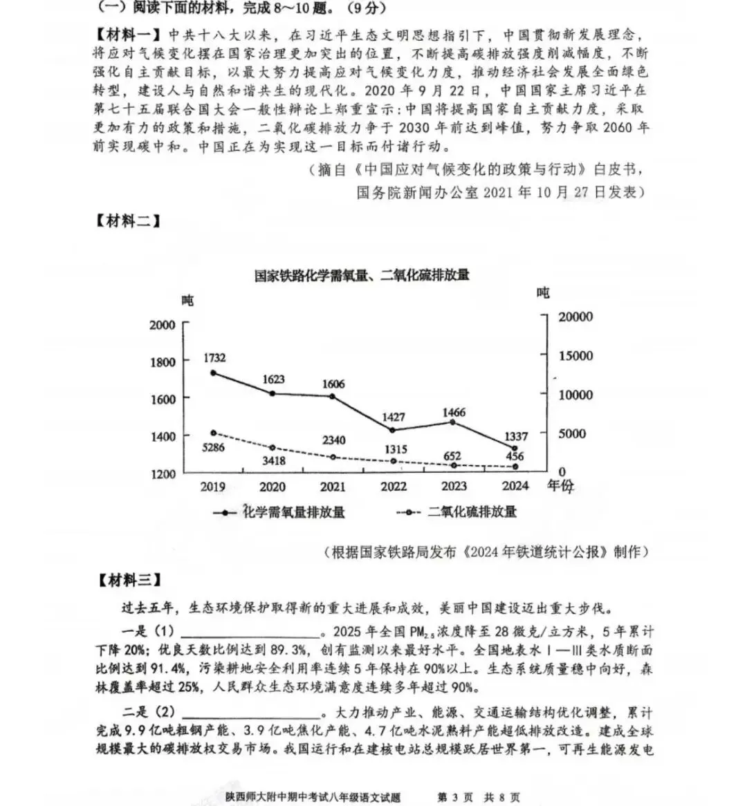 2026年师大初二&曲江一中初一语文试卷+答案 第3张