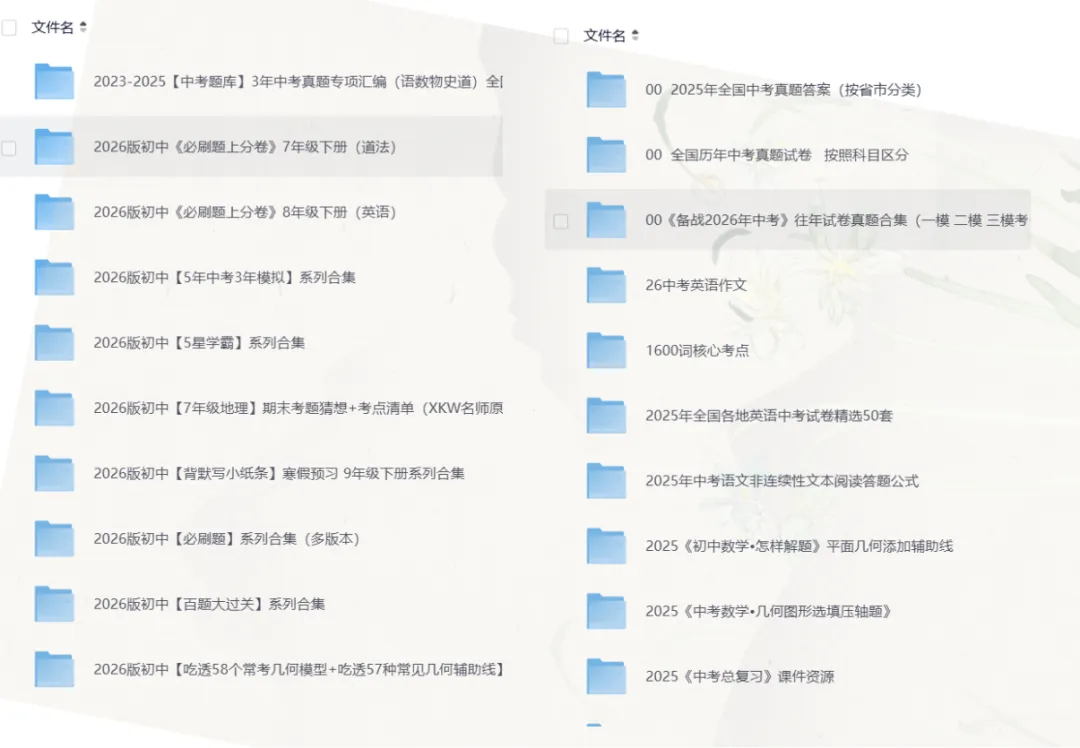 【2026中考复习】精华资料整理-2026中考复习知识清单+训练题合集9科全 真题+解析+小四门+语数英专项复习 第1张