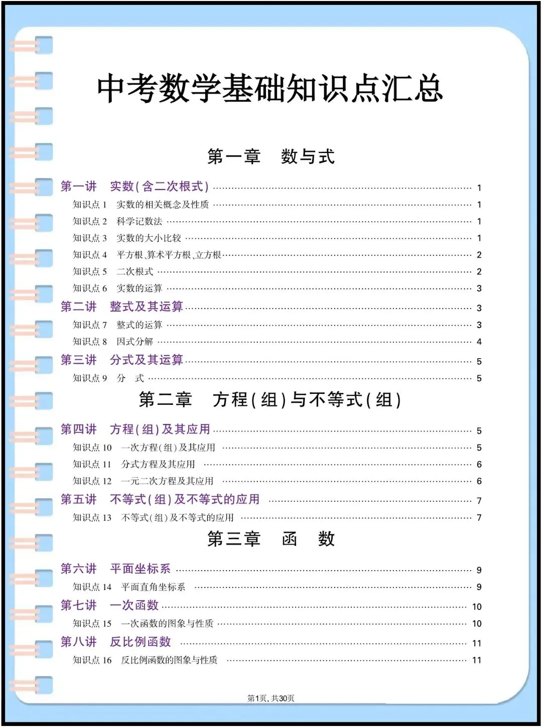 中考数学 | 2026年春期最新中考数学基础知识点汇总,完整电子版已经准备好,家长和老师可以提起打印使用. 第2张